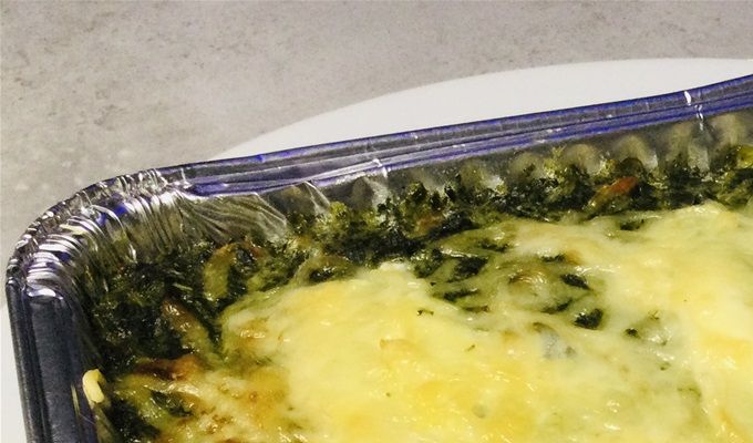 Gratin de  ravioles du Dauphiné, saumon, épinard