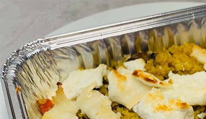 Gratin de légumes du soleil, céréales, gratiné au fromage de chèvre