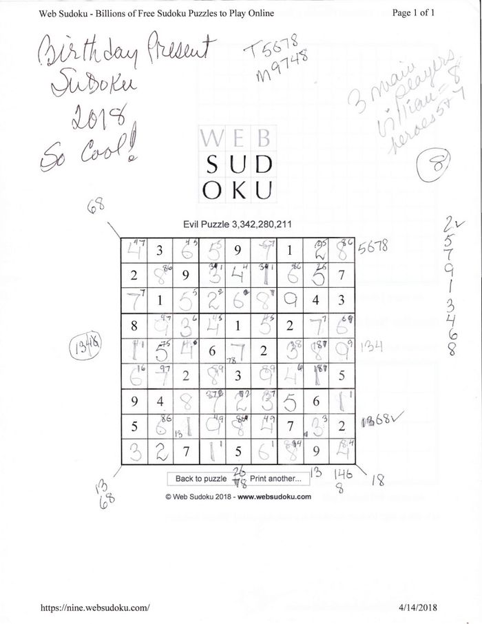 this is here as an example of one of my finished puzzles - how I work.  also very special birthday edition WITH #8 as POI, and sidekicks 5 and 7 in attendants.  