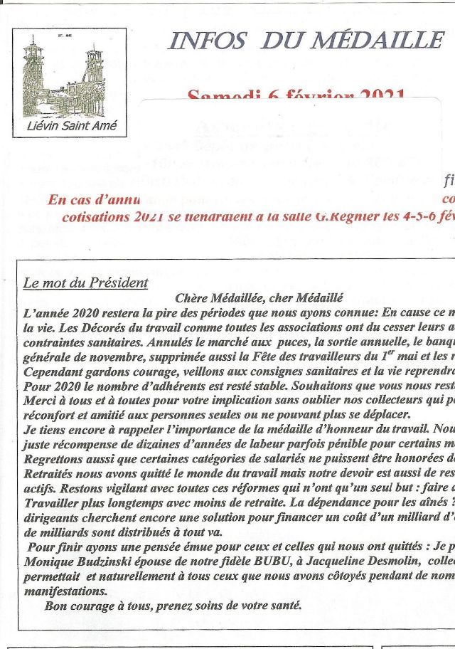 Ce bulletin a été édité en octobre 2020