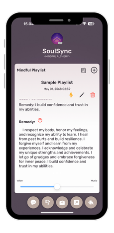 Light Mandalas SoulSync app displaying affirmations for psycho-spiritual integration.