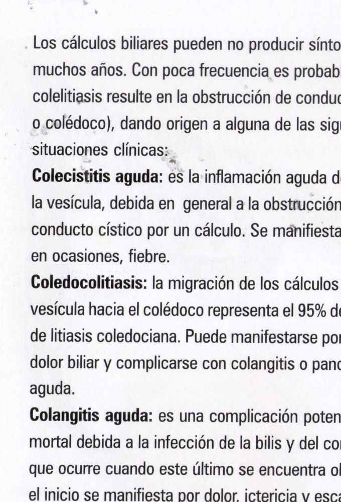 Todo lo que puede pasar con los cálculos de la vía biliar y el Páncreas -Vesícula,