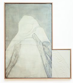 Rubber wing (2021) 83x73cm. Oil and isoparaffin on MDF, rubber carving
