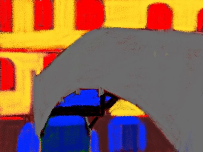 (1stIPE/05) Detail of Queens College with red windows
 Exhibited at A1 59 x 84cms ( 23 x 33
