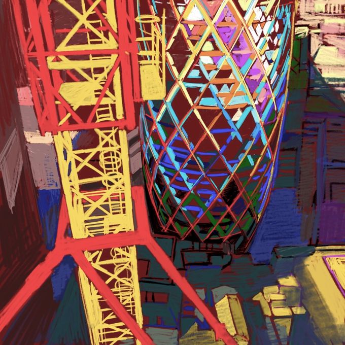first ever site visit during the construction of the Scalpel. This is the Gherkin seen from the 27th Floor. (WSS17/01)