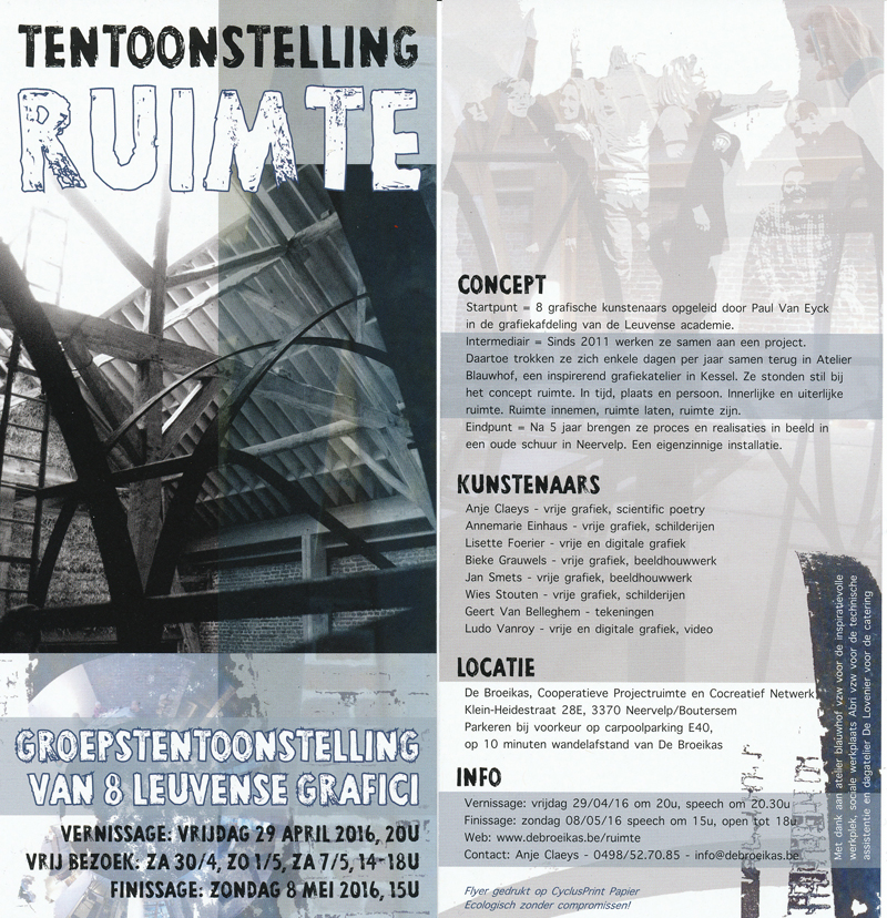 Affiche 2016 tentoonstelling RUIMTE