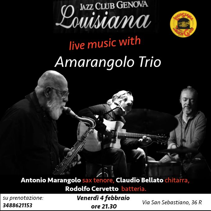 Venerdì 4 febbraio il palco del Louisiana sarà calcata da un ospite di altissimo livello: il celebre Antonio Marangolo, sassofonista che vanta collaborazioni con alcuni tra i più grandi cantautori italiani del calibro di Francesco Guccini. Vista l’eccezionalità dell’evento sarà richiesto a tutti i soci un contributo volontario minimo di 5€.  Ricordiamo di prenotare in DM o al numero 3488621153