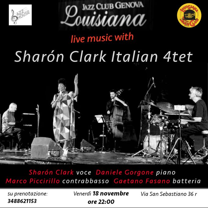 “Mi piace molto” - Aretha Franklin “Quella signora è puro swing” - Buster Williams “Frank ti amerebbe!” - Eliot Weisman, manager di Frank Sinatra “Sei fantastica!” - Cassandra Wilson. Americana, di Washington, vincitrice del Bistro Award di New York come Best Vocalist, solista di primo piano con la Smithsonian Jazz Masterworks Orchestra - l'orchestra jazz nazionale degli Stati Uniti - è considerata una delle cantanti jazz più significative del nostro tempo. Nel corso della sua carriera si è esibita, riscuotendo sempre un grande successo di pubblico e critica nei suoi lunghi tour, in tutti gli Stati Uniti, in Asia e in Europa. SHARÓN CLARK 