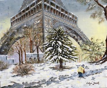 "Un hiver à Paris"  Acrylique sur toile 59 x 50 encadré