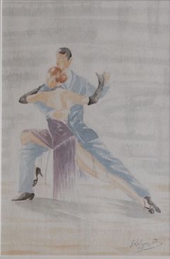 "Tango"  Aquarelle 33 x 43 encadré