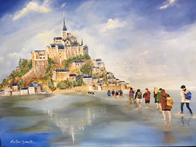 « Cap sur le Mont Saint Michel » (exposé à Séoul en Corée du Sud du 21 juin au 6 juillet 2019)
Acrylique sur toile 
79 x 66 encadré 
 (Prix sur demande)

Se rendre en pèlerinage au Mont St Michel, c'est dépasser ses certitudes, ses capacités physiques et trouver la force intérieure pour se rendre au bout de son chemin. 
C'est prendre la mesure des combats quotidiens qui habitent l’homme : fierté et humilité, mesure et démesure, Dieu et démon, Bien et Mal…
Ma création est une invitation à l’évasion.