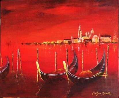 « Ciel de feu » 
Acrylique sur toile 
48 x 36 encadré 
Vendu