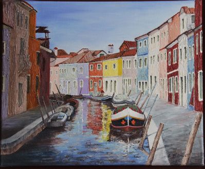 « Burano« 
Huile aux couteaux sur toile
52 x 44 encadré 
(Prix sur demande)