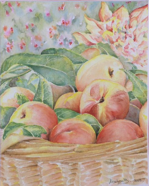 « Corbeille de pêches »
Aquarelle