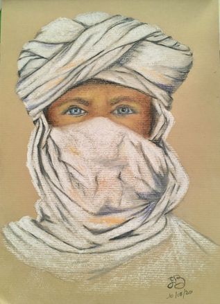Touareg
Pastels secs sur papier kraft
20x30