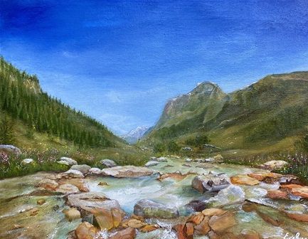 "Indomptable torrent” Acrylique sur toile 30 x 40 cm (Prix sur demande)