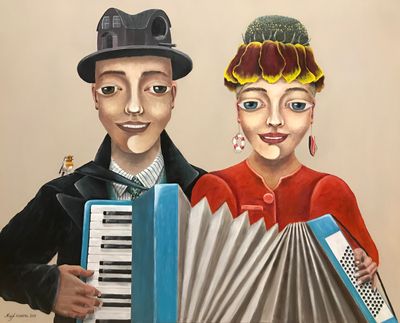 MaHo Family with acordeonist (SOLD)