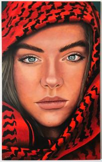 The girl with red scarf