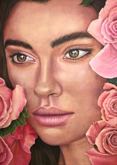 The girl between the roses
