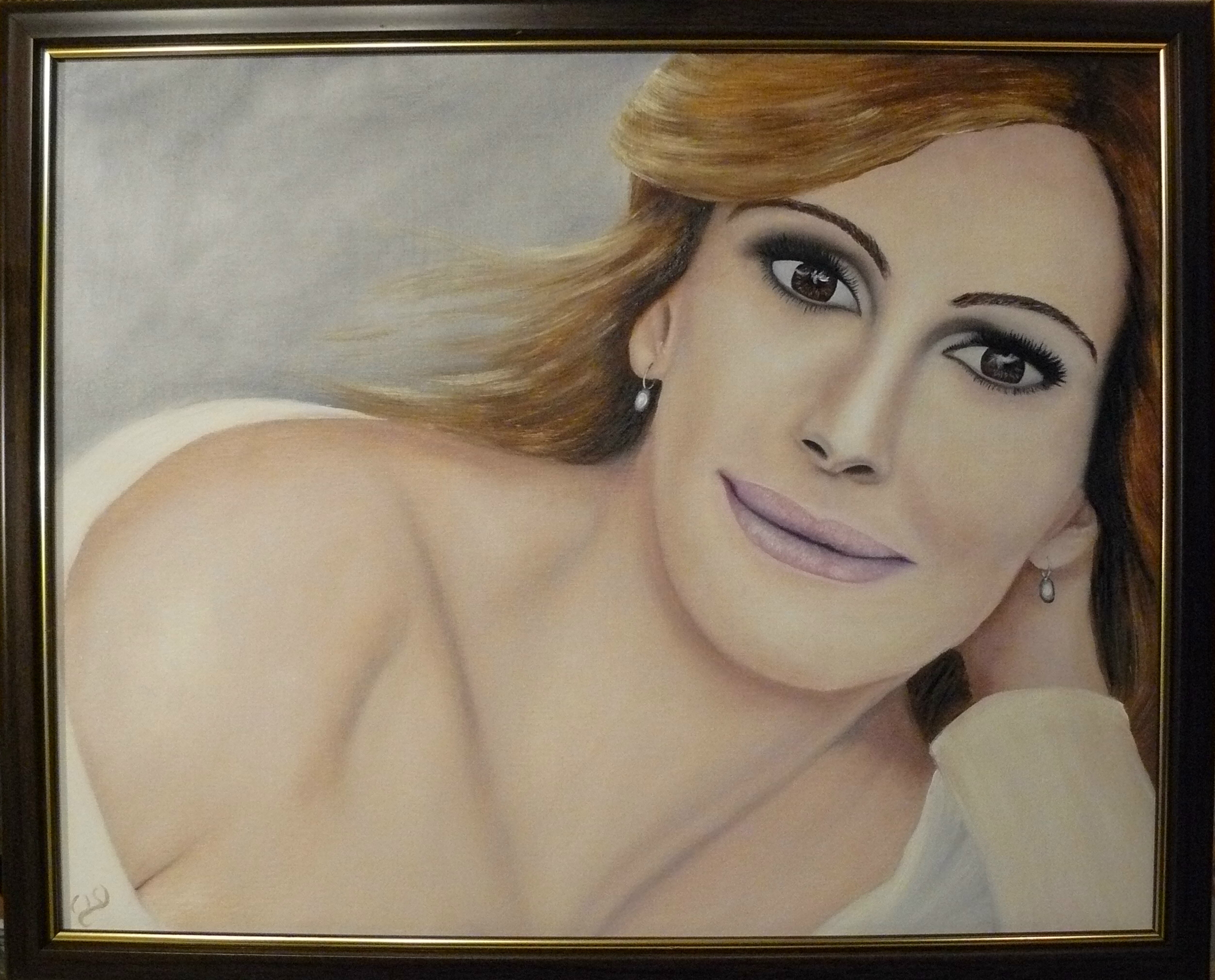 Julia Roberts. Olja på duk. 40x50 cm.