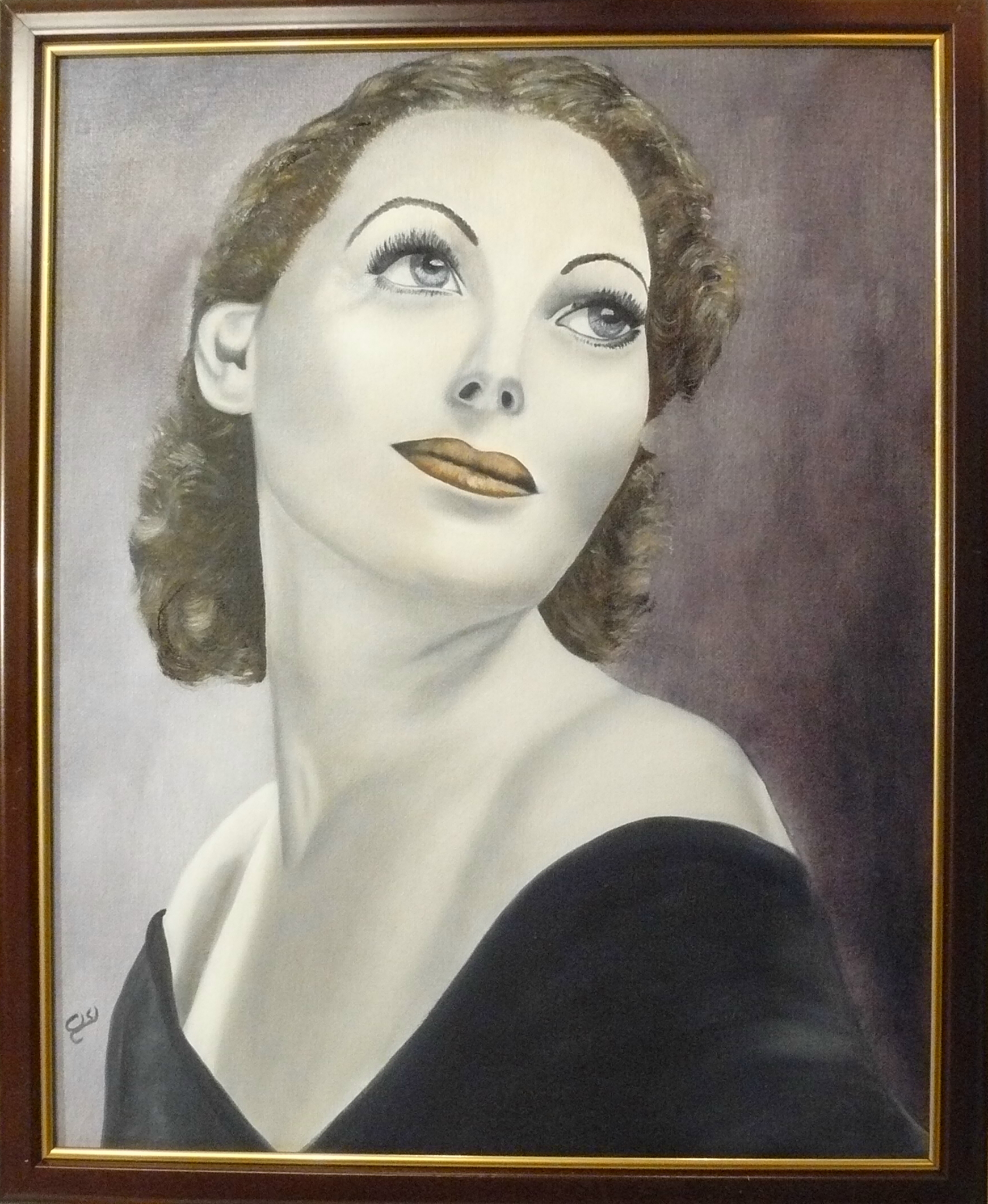 Loretta Young. Olja på duk. 40x50 cm.
