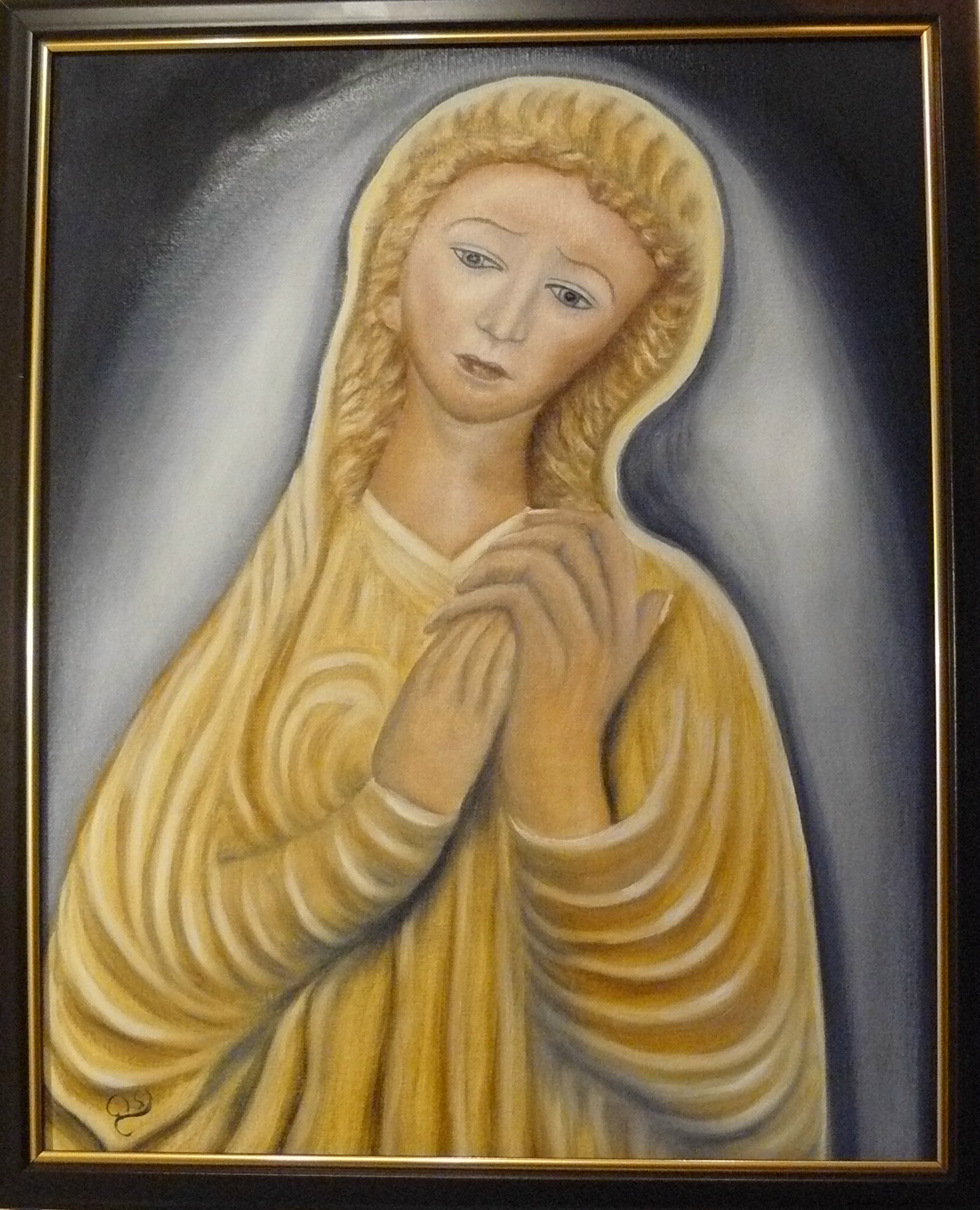 Madonnan från Öja Kyrka på Gotland.Olja på duk. 40x50 cm. 