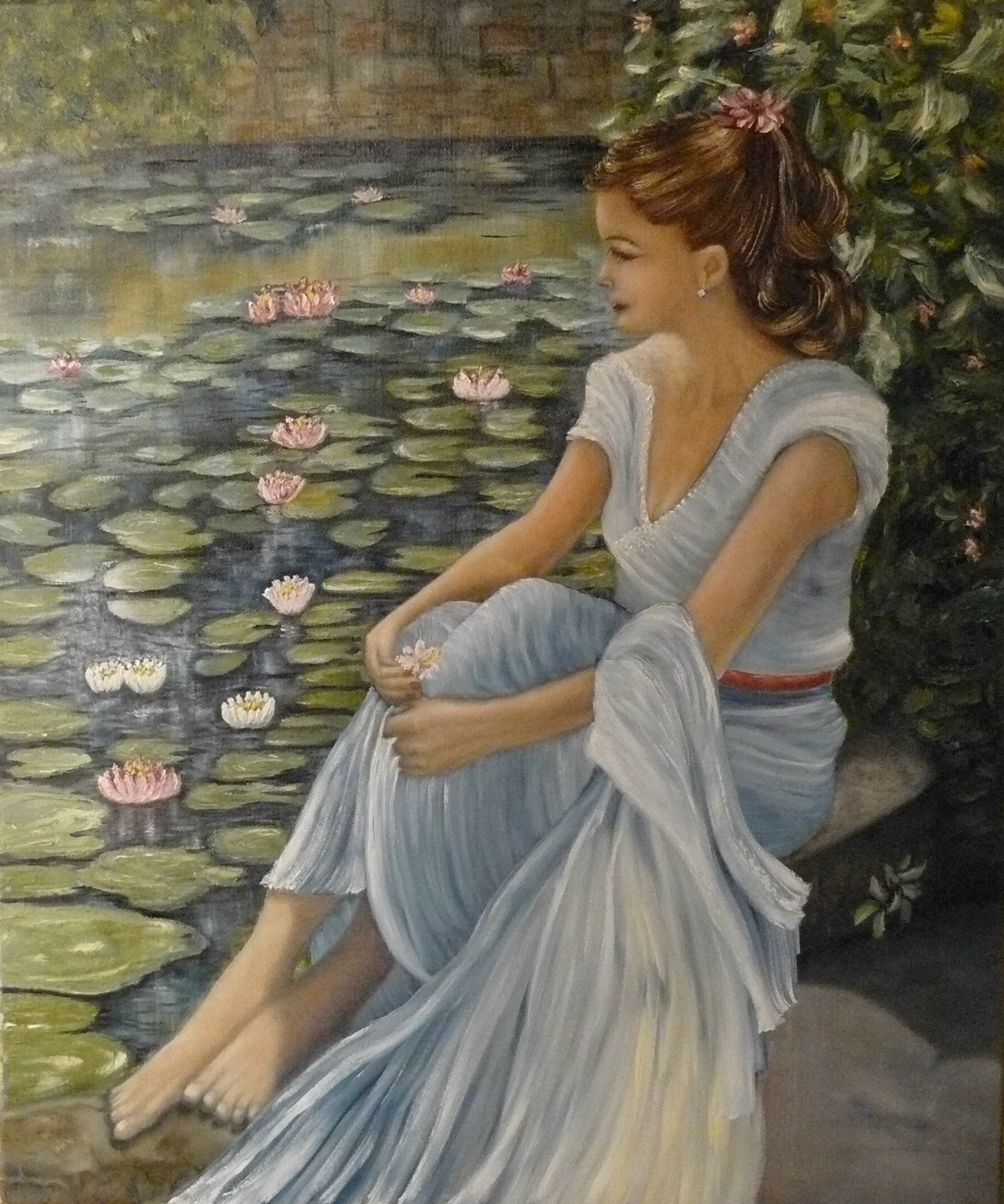 "Water lilies". Inspiration från konstnären Vladimir Volegov. Olja på duk, 50 x 60 cm. 2014.