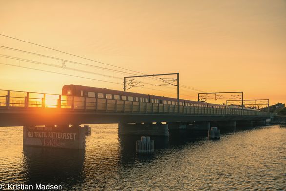 Sunset and train