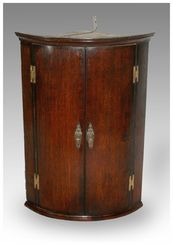 Antique Georgian Oak/Mahogany Bow Fronted Corner Cupboard