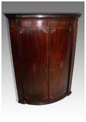 Antique Georgian Mahogany Bow Fronted Corner Cupboard