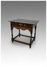 Antique Oak Side Table with Single Drawer
