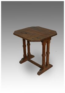 Antique Oak Small Gothic Style Occasional Table