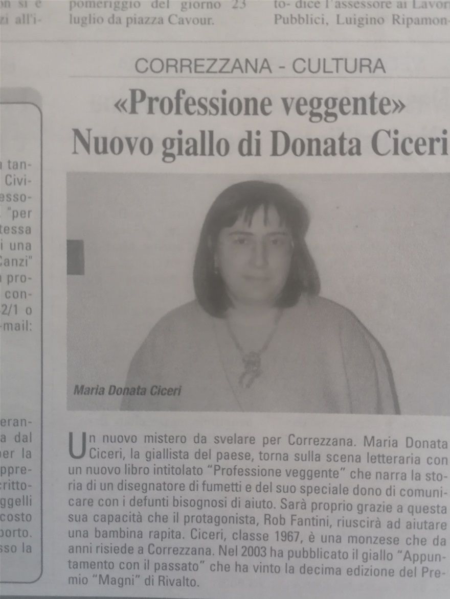 Articolo del giornale  L' ESAGONO  del  21 marzo 2005, riguardante il libro PROFESSIONE VEGGENTE - (Editrice Ibiskos-Ulivieri)