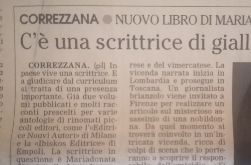 Articolo del  GIORNALE DI VIMERCATE  dell' 11 marzo 2003, relativo al libro APPUNTAMENTO COL PASSATO  (Ibiskos Editrice)..