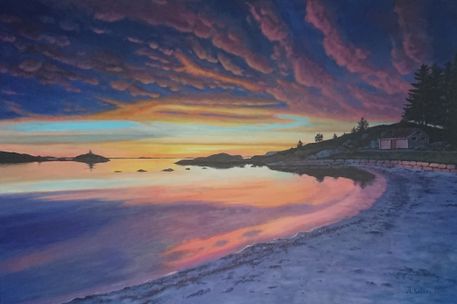 Solnedgang i Årvika, Austrheim