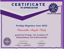Maristella Angeli è stata inserita in “Prodigy” International Magazine