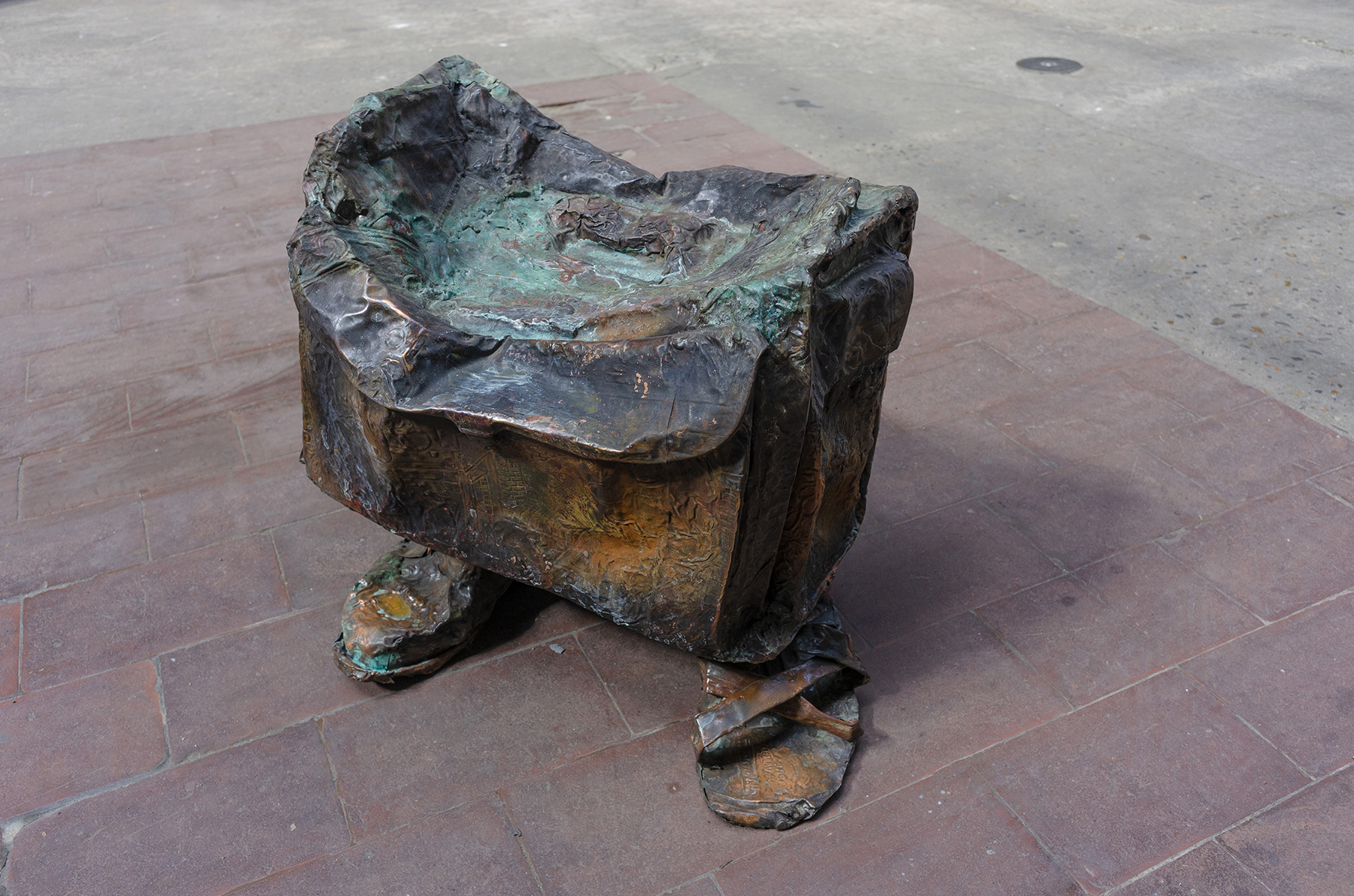 Odysseus, contemporary sculpture by Marius Ritiu, hand-hammered copper, 2025