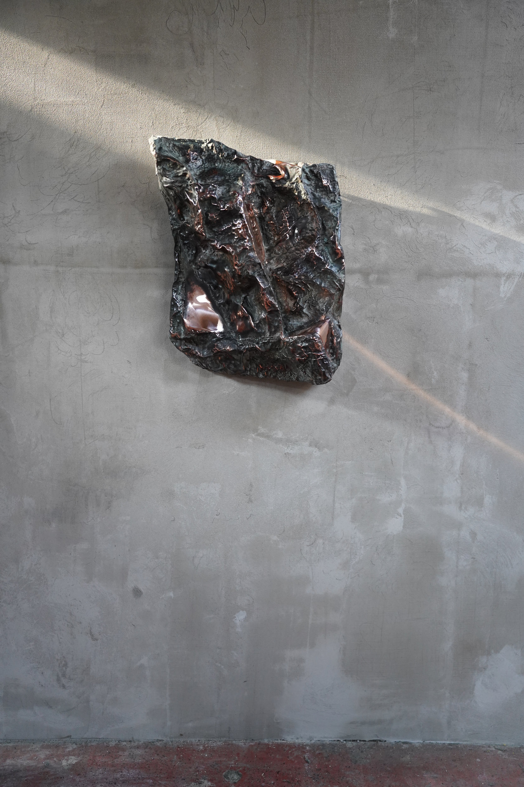 Meteoresque, contemporary sculpture by Marius Ritiu, hand-hammered copper, 2025