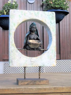 Stone-art ornament met Afrikaans beeldje, oktober 2016