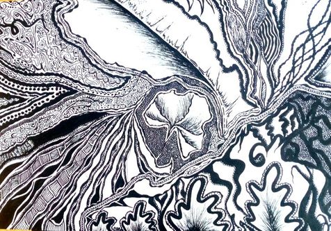 Nicole  Mwora, Kenya, Mariana Microbe, ink on paper