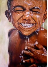 Eddy Ouma, Flowing Hope, acrylic on canvas