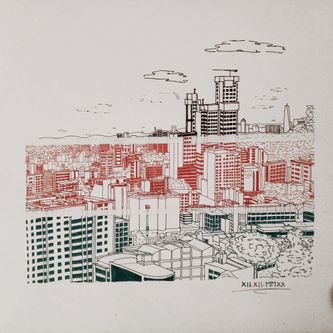 LEE MOMANYI, Kenya, City scapes, pencil