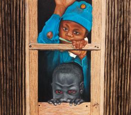 Charles Waweru, Inside out, and acrylic mixed media on canvas