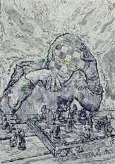 MatWay,The Strategist, white painting, neograttage, contemporary art .