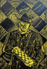 Pandora´s Box, black painting, engraved painting, contemporary art.   