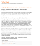 CAPAC anmeldelse af Max Wolff PLACEMAKER