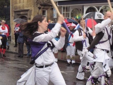 Cry Havoc, a mixed side, dancing on May Morning 2012 (photo Edwin Pritchard)