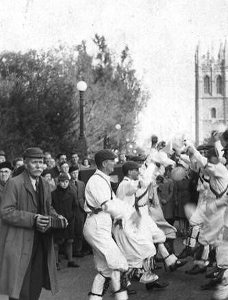William Kimber with the Headington Quarry Morris Men, May Morning 1949 (from the Vaughan Williams Memorial Library)