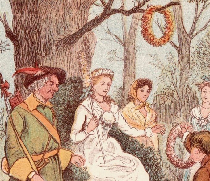 The Queen of the May, from Randolph Caldecott's 'Come Lasses and Lads, 1884
