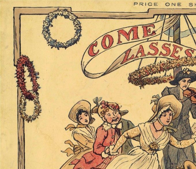 Randolph Caldecott's 'Come Lasses and Lads' (1884) depicts a traditional maypole. Dancers encircled the pole, but there were no ribbons for them to entwine.